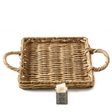 Rustic Rattan Mini Tray square